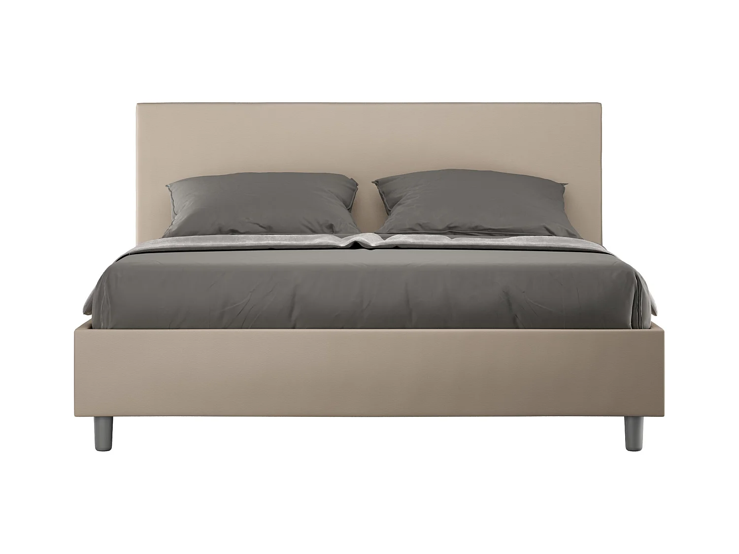 Lit avec sommier rembourrée 160x190 similicuir taupe Adele