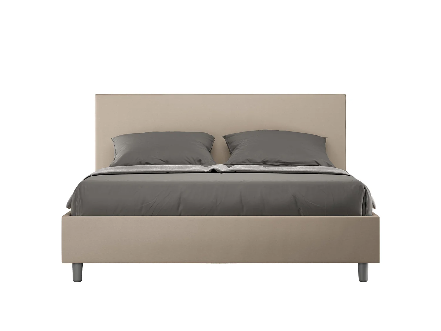 Lit sans sommier rembourré 160x200 similicuir taupe Adele