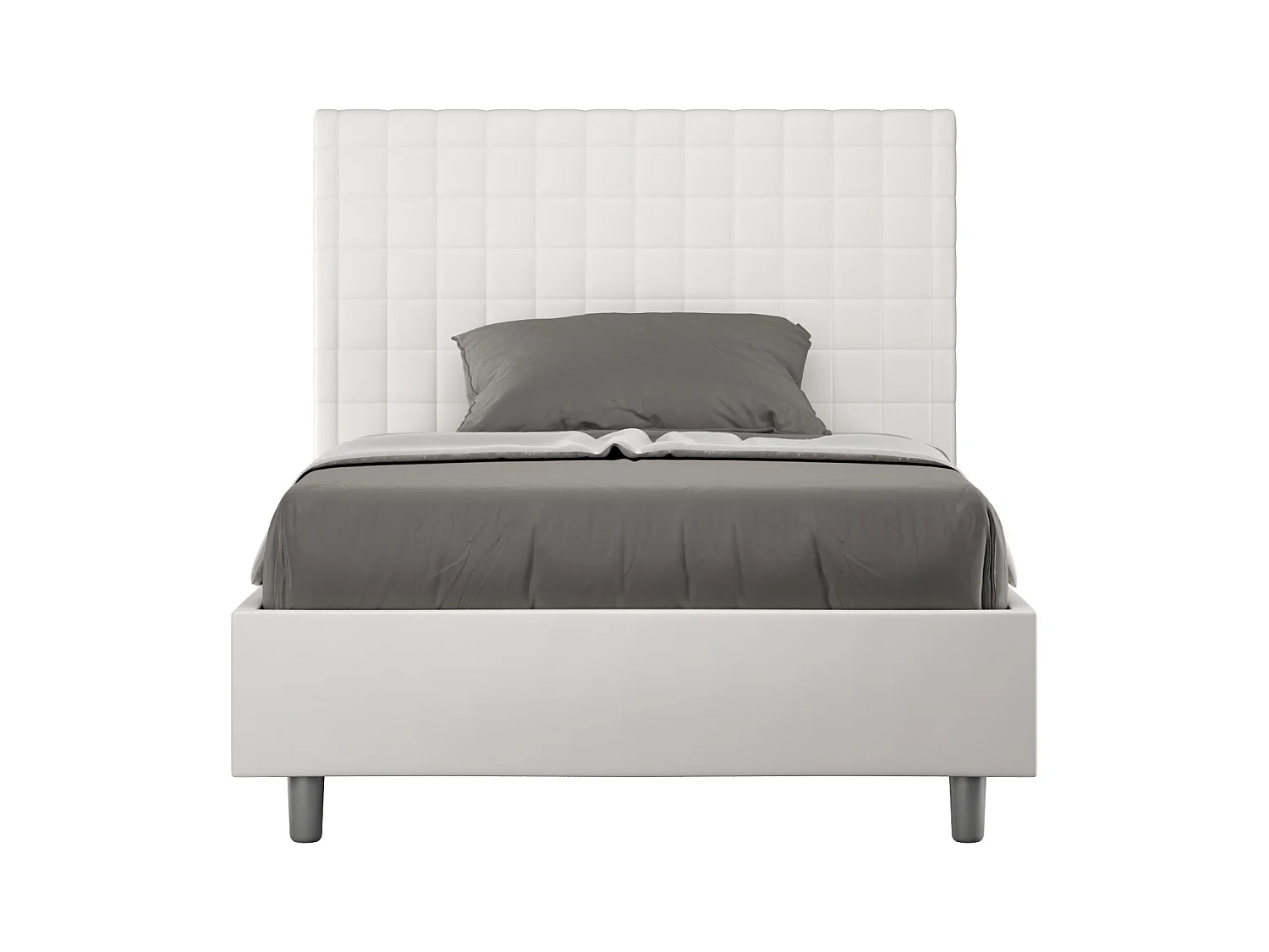 Lit sans sommier rembourré 140x190 similicuir blanc Sunny