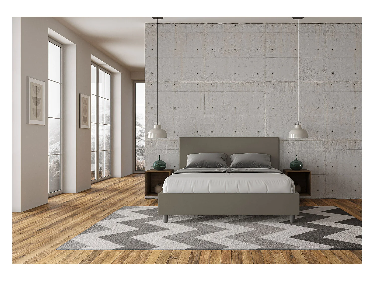 Adele cappuccino imitatielederen bed met gewatteerde bodem 160x190