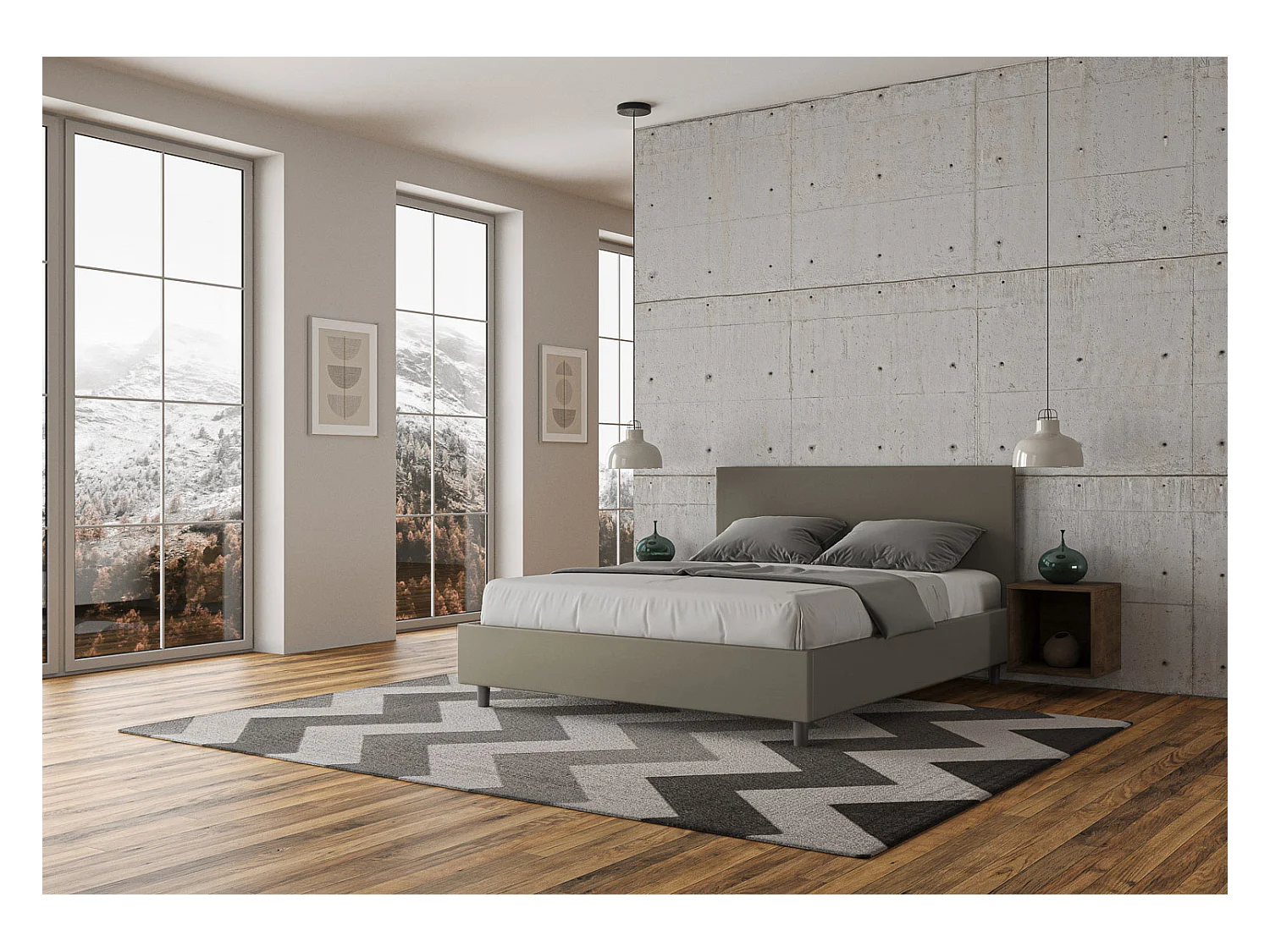 Adele cappuccino imitatielederen bed met gewatteerde bodem 160x190