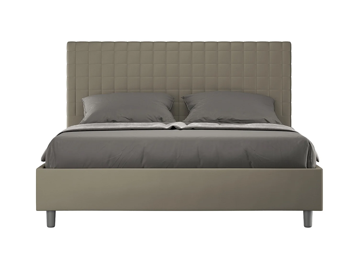 Lit sans sommier rembourré 160x210 similicuir cappuccino Sunny