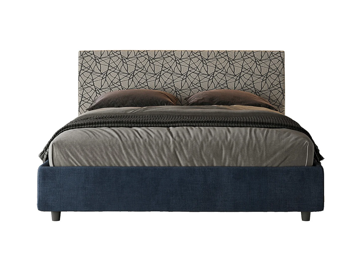 Gestoffeerd bed zonder bedbodem 160x190 stof Era 09 blauw Arla