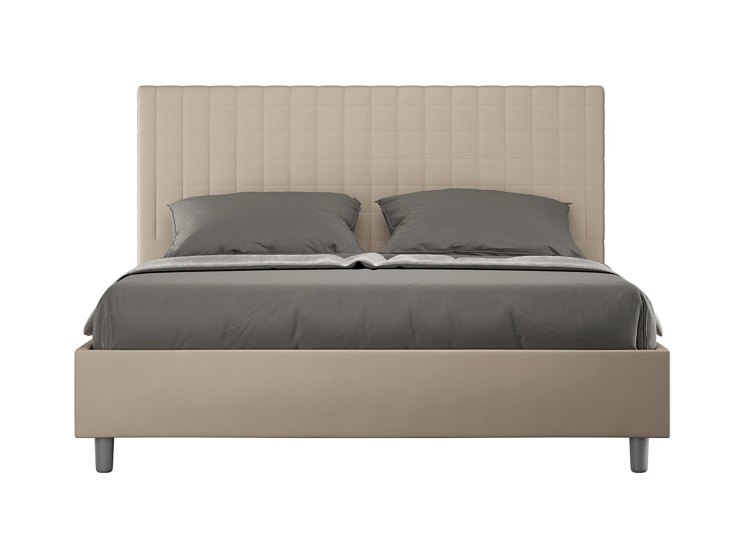 Lit sans sommier rembourré 160x190 similicuir taupe Sunny