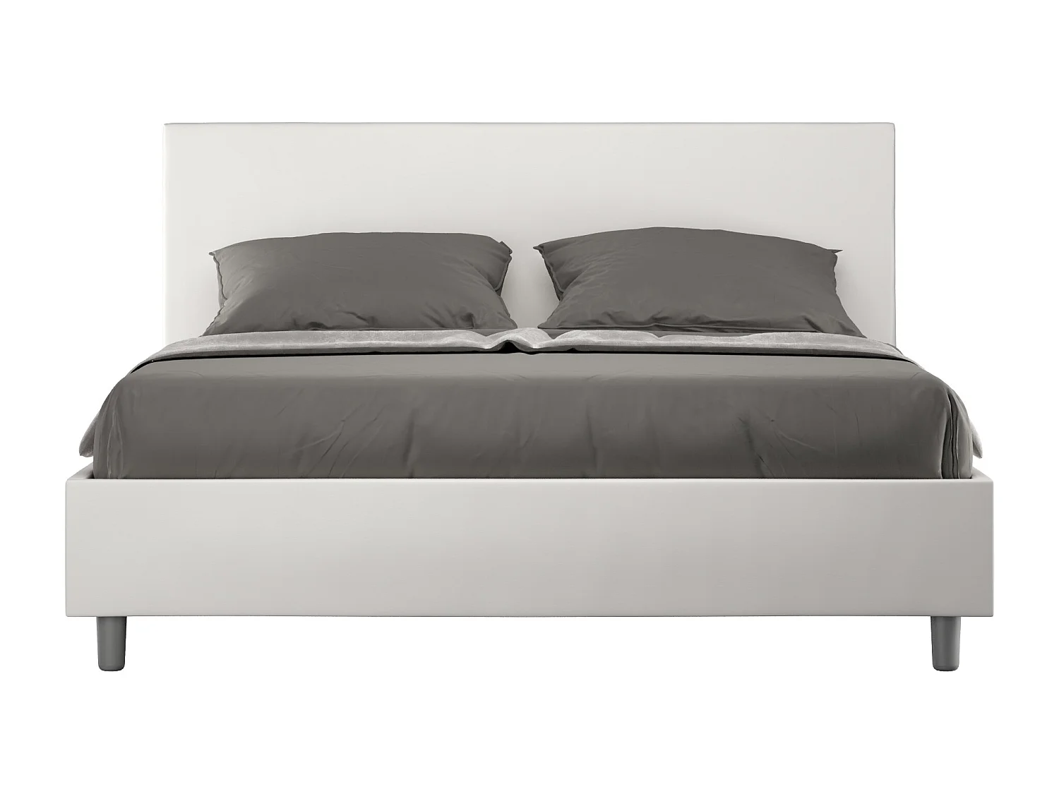 Lit avec sommier rembourré 160x190 similicuir blanc Adele