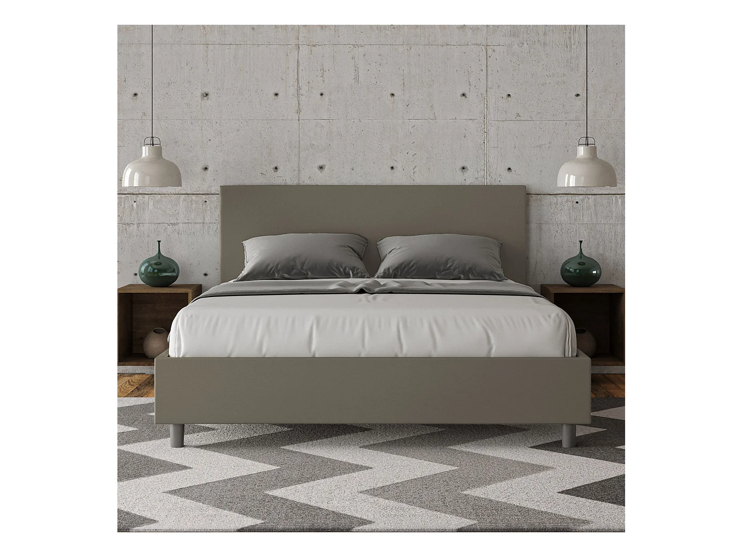 Lit sans sommier rembourré 160x190 similicuir cappuccino Adele