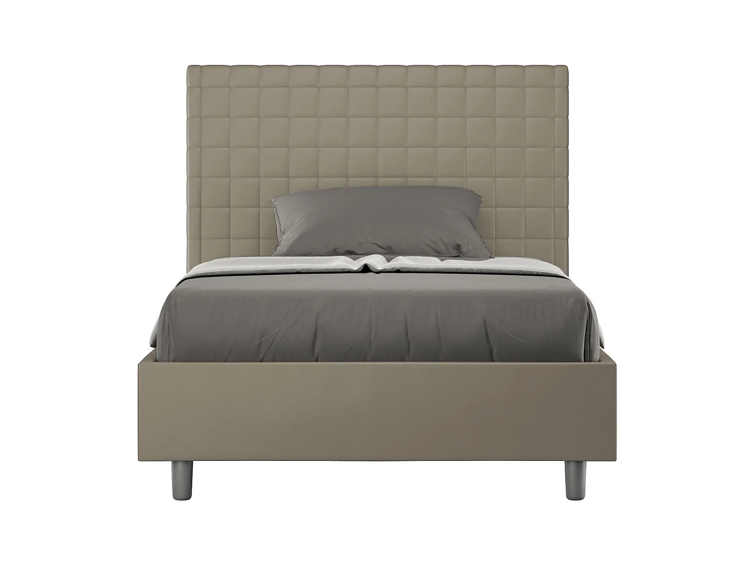 Lit sans sommier rembourré 140x210 similicuir cappuccino Sunny