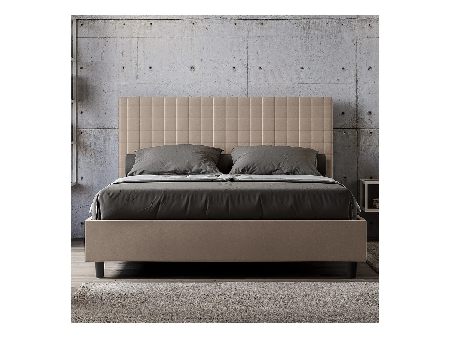 Letto contenitore imbottito 160x200 similpelle tortora Sunny