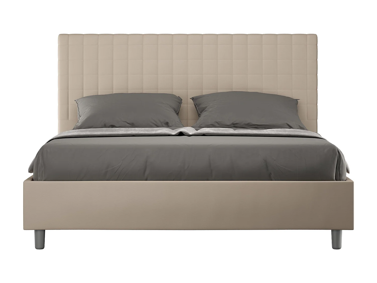 Lit coffre rembourré 160x200 similicuir taupe Sunny