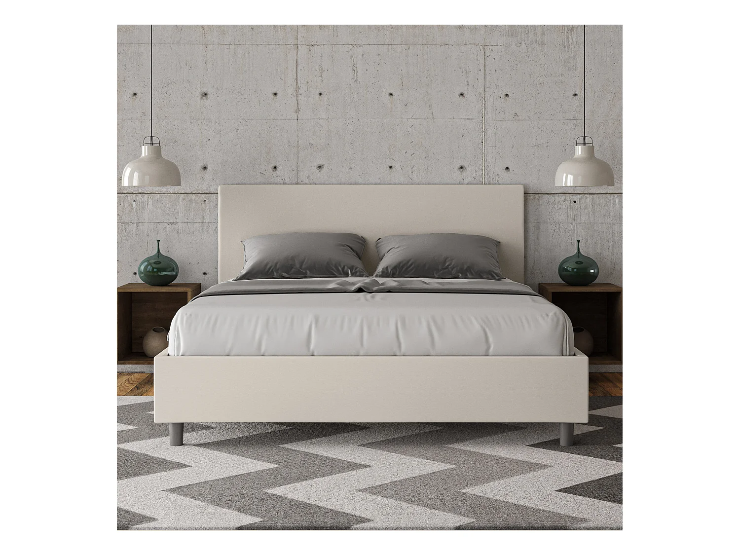 Adele wit kunstleer gestoffeerd opbergbed 160x190