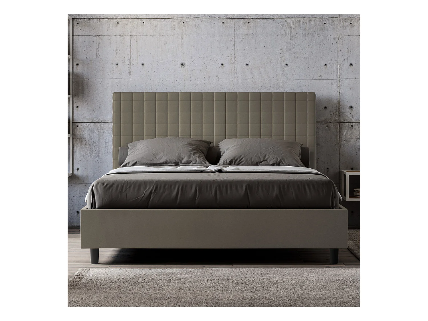 Lit coffre rembourrée 160x190 similicuir cappuccino Sunny