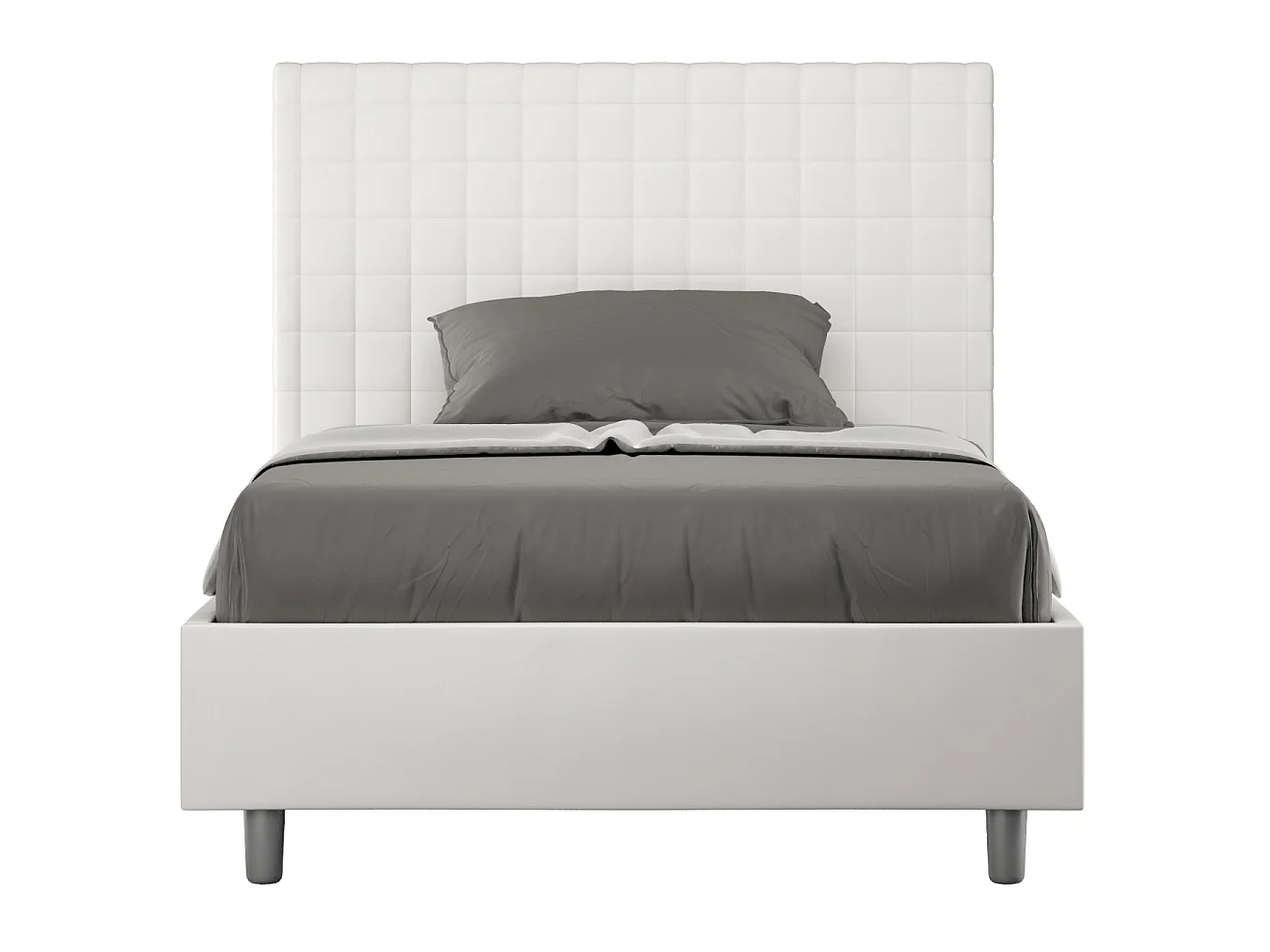 Gestoffeerd bed 140x190 met opbergruimte kunstleer wit Sunny
