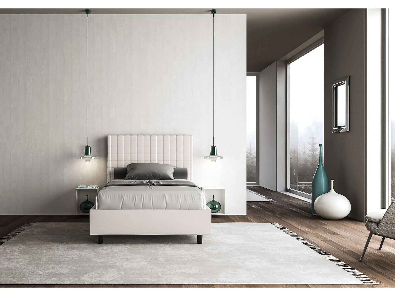 Gestoffeerd bed 140x190 met opbergruimte kunstleer wit Sunny