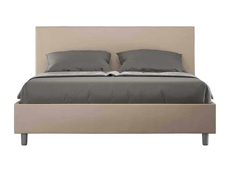 Letto contenitore imbottito 160x190 similpelle tortora Adele