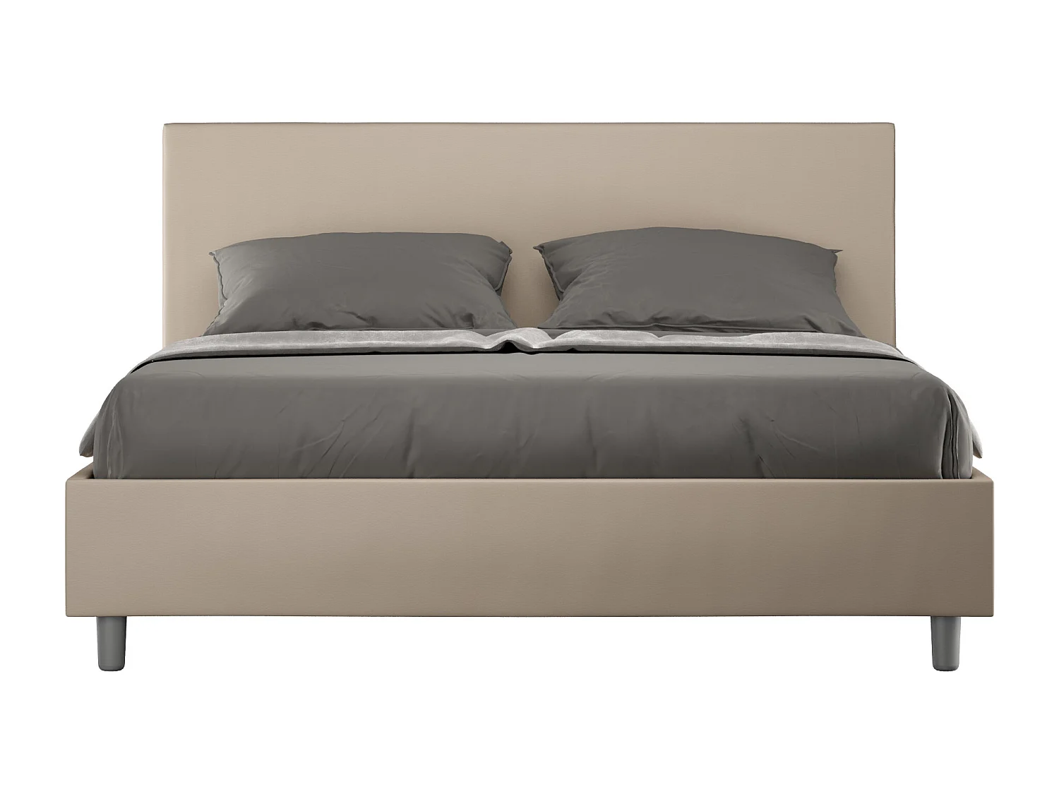 Lit coffre rembourré 160x190 similicuir taupe Adele