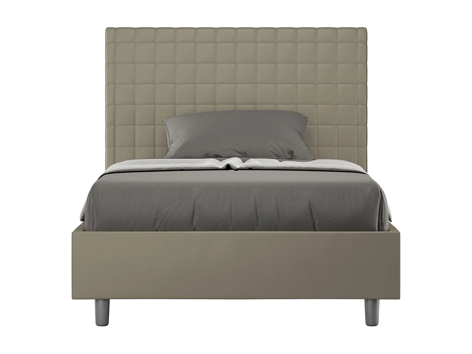 Lit coffre rembourrée 140x200 similicuir cappuccino Sunny