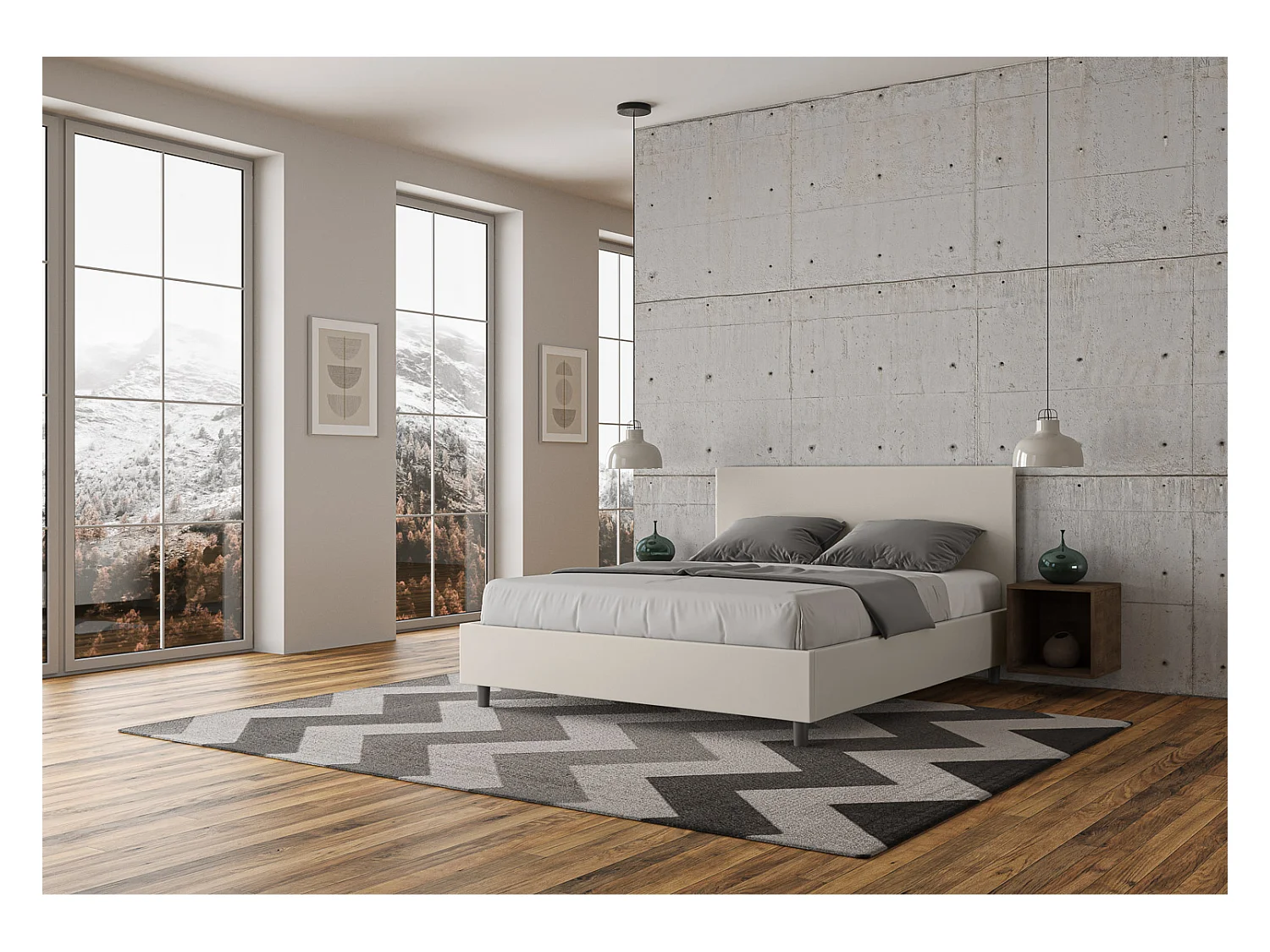 Adele wit kunstleer gestoffeerd opbergbed 160x200