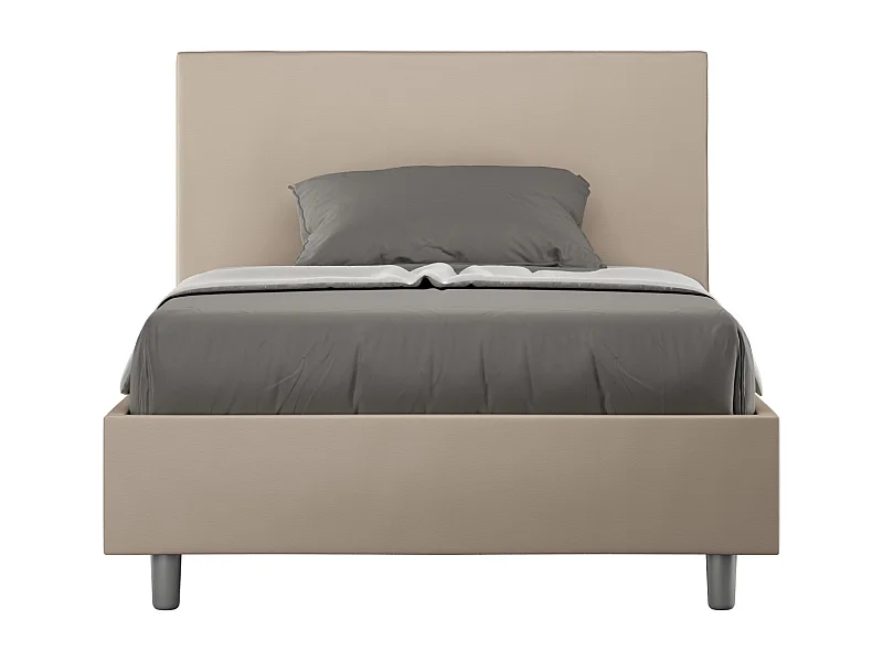 Gestoffeerd bed 120x190 met opbergruimte kunstleer taupe Adele