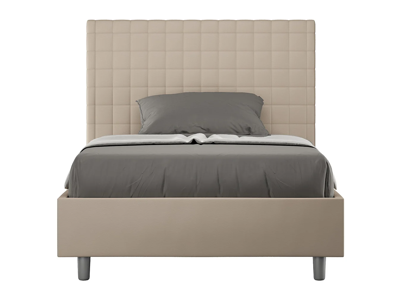 Gestoffeerd bed 140x190 met opbergruimte kunstleer taupe Sunny