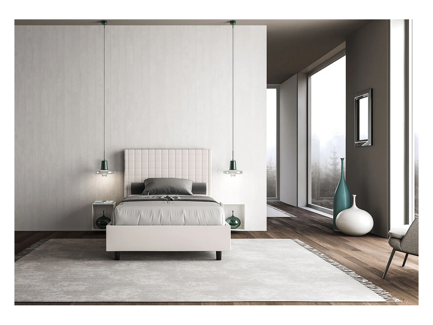Kunda kunstleer geruit gewatteerd bed-Kleur Wit-Slapen 140x200cm-Keuze Met kofferbak