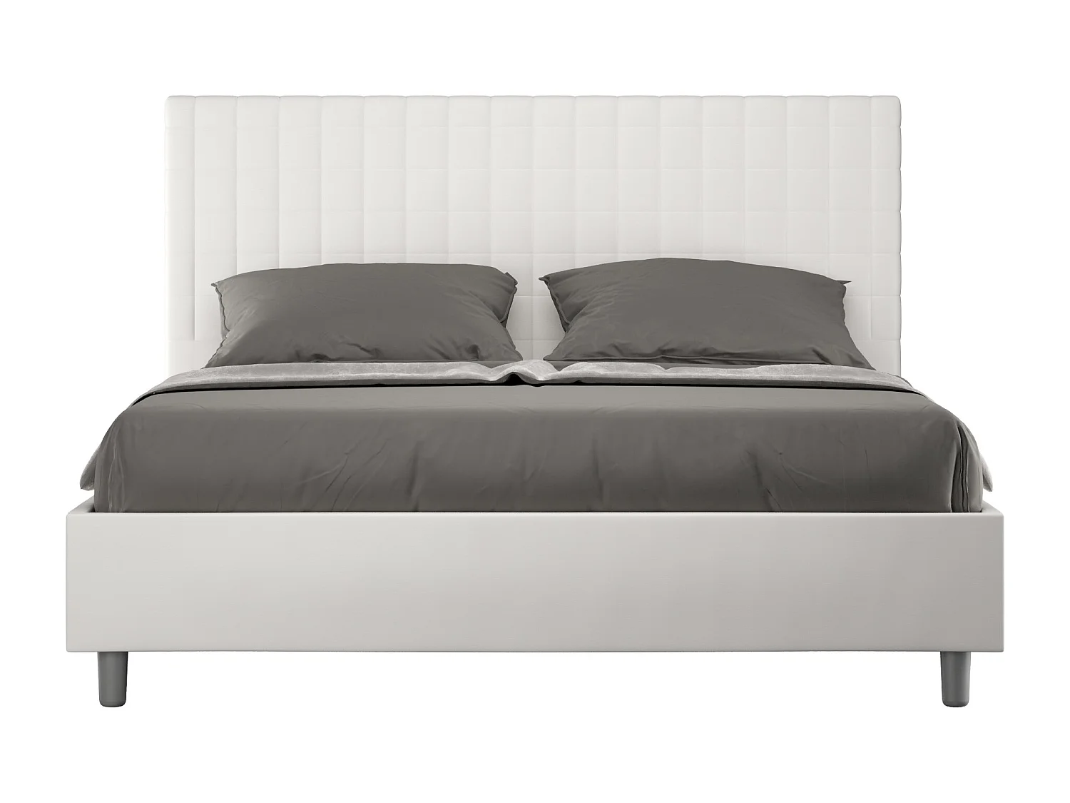 Gestoffeerd bed 160x190 met opbergruimte kunstleer wit Sunny