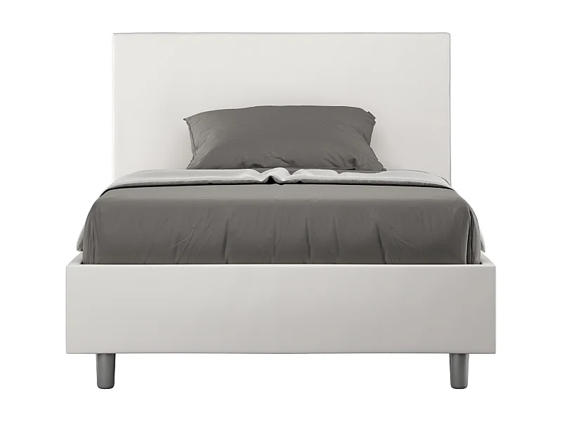 Letto una piazza e mezza contenitore imbottito 120x200 similpelle bianco Adele