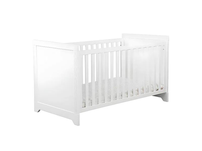 Pack lit bébé avec matelas 70x140 cm bois massif blanc MONA