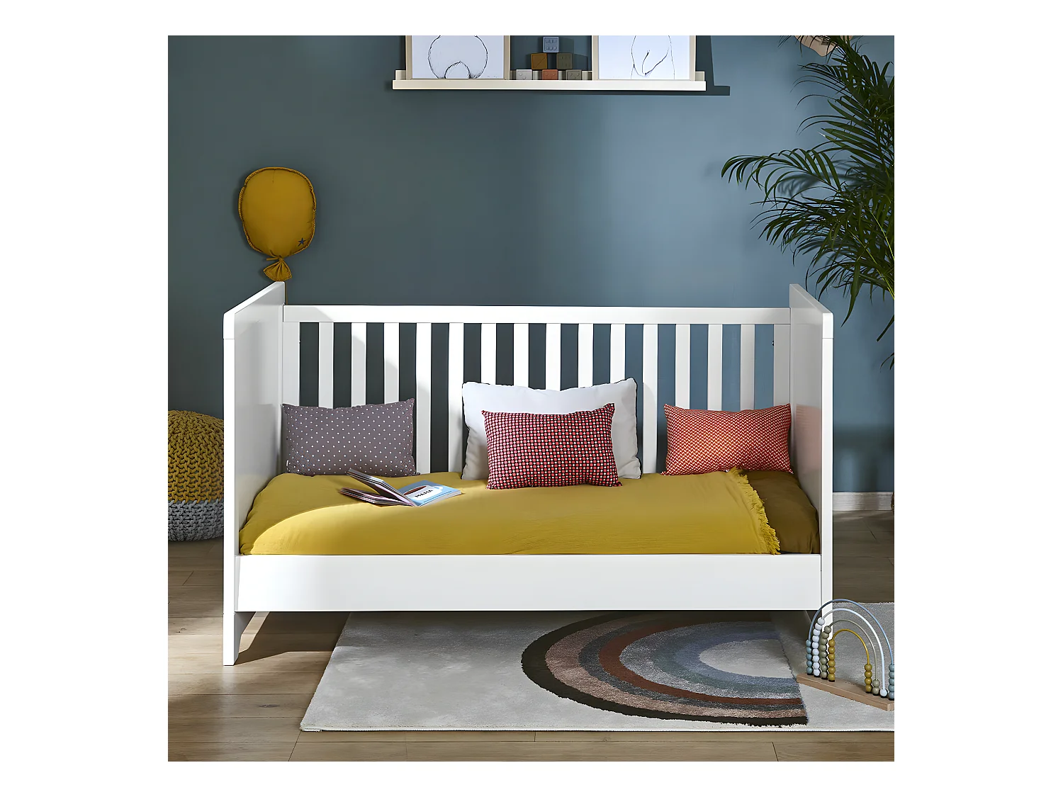 Pack lit bébé avec matelas 70x140 cm bois massif blanc MONA