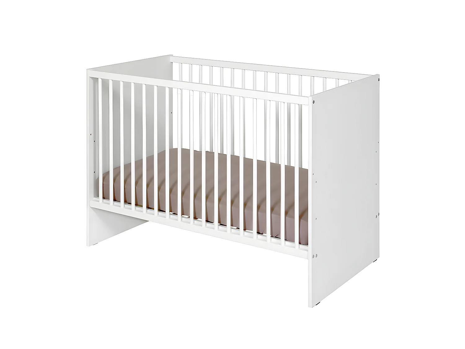 Pack lit bébé à barreaux avec matelas 60x120 cm panneaux de fibres blanc PIXI