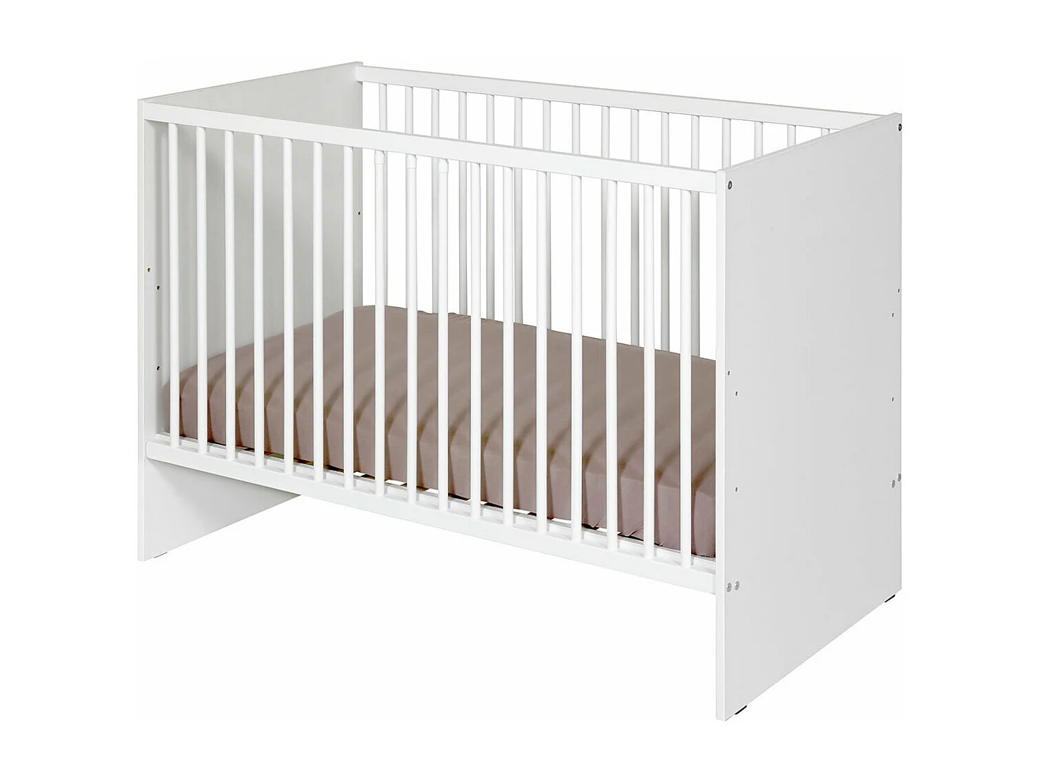 Pack lit bébé à barreaux avec matelas 60x120 cm panneaux de fibres blanc PIXI