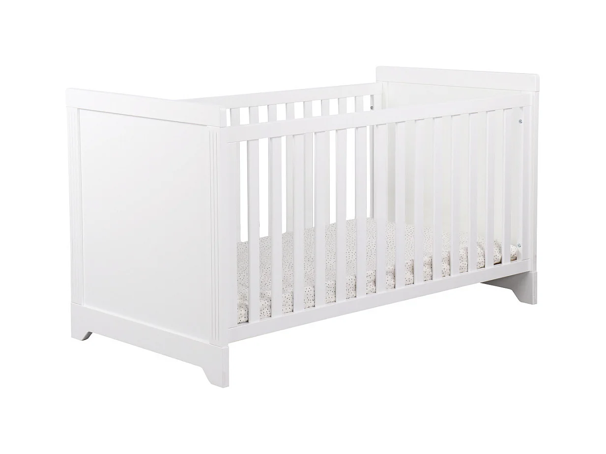 Lit bébé évolutif 70x140 cm bois massif blanc MONA