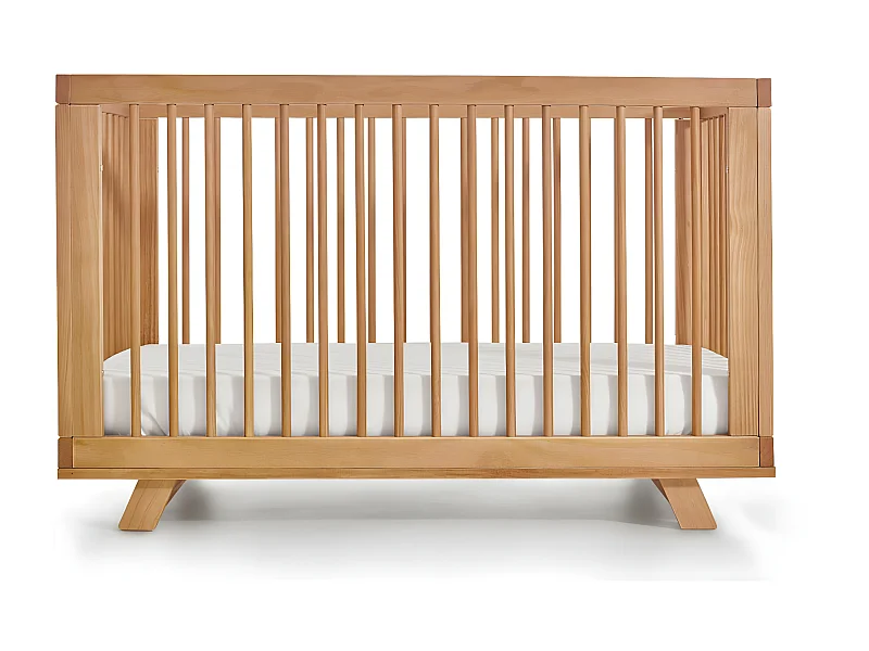 Pack lit bébé évolutif avec matelas 70x140 cm bois massif bois naturel KYOTO