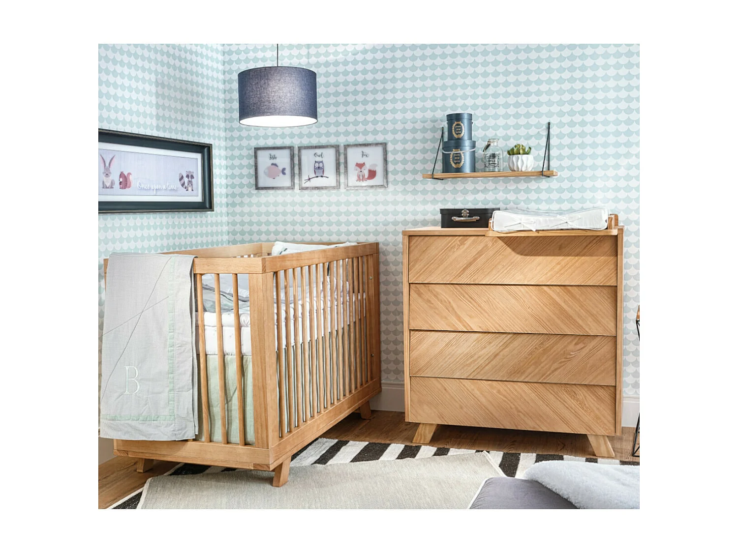 Pack lit bébé évolutif avec matelas 70x140 cm bois massif bois naturel KYOTO