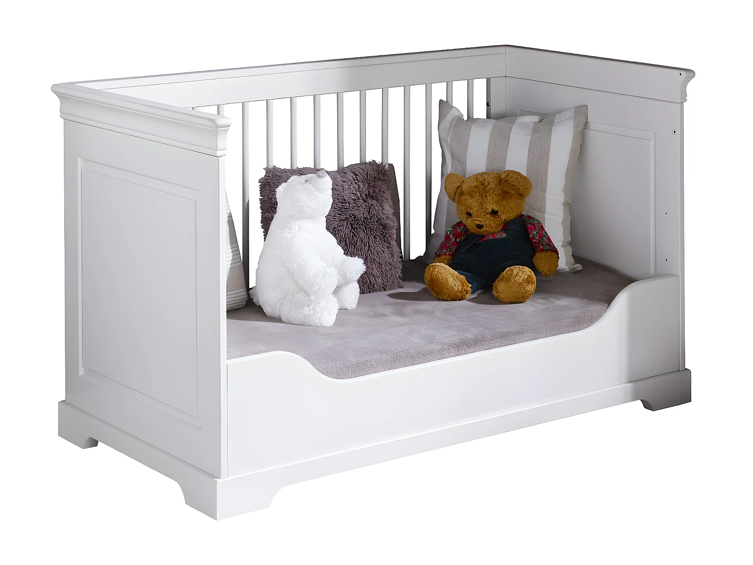 Pack lit bébé évolutif avec matelas 70x140 cm bois massif blanc LILA