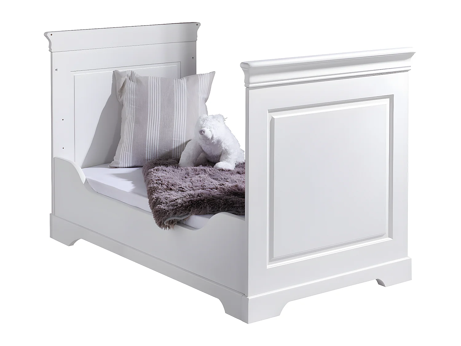 Pack lit bébé évolutif avec matelas 70x140 cm bois massif blanc LILA