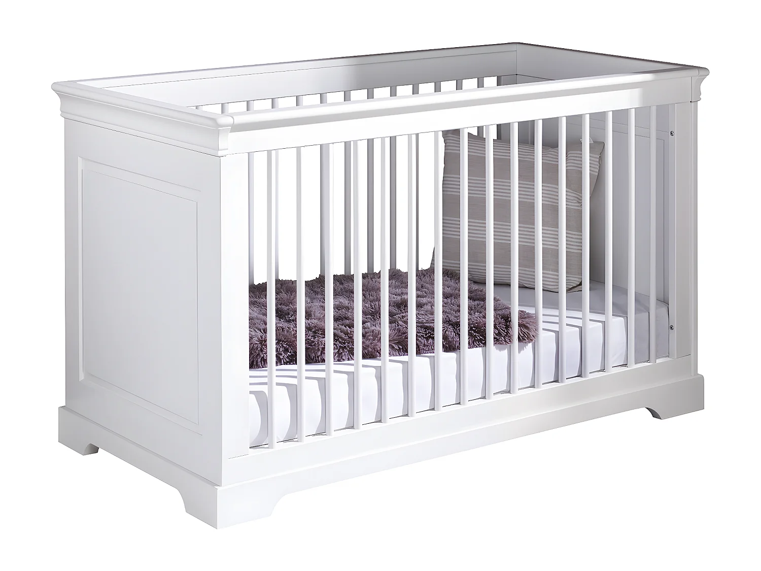 Pack lit bébé évolutif avec matelas 70x140 cm bois massif blanc LILA