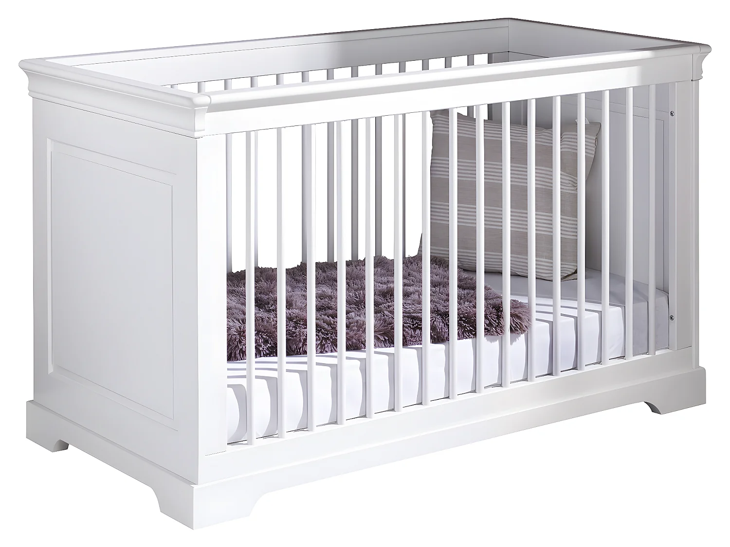 Pack lit bébé évolutif Montessori avec matelas 70x140 cm bois massif blanc LILA