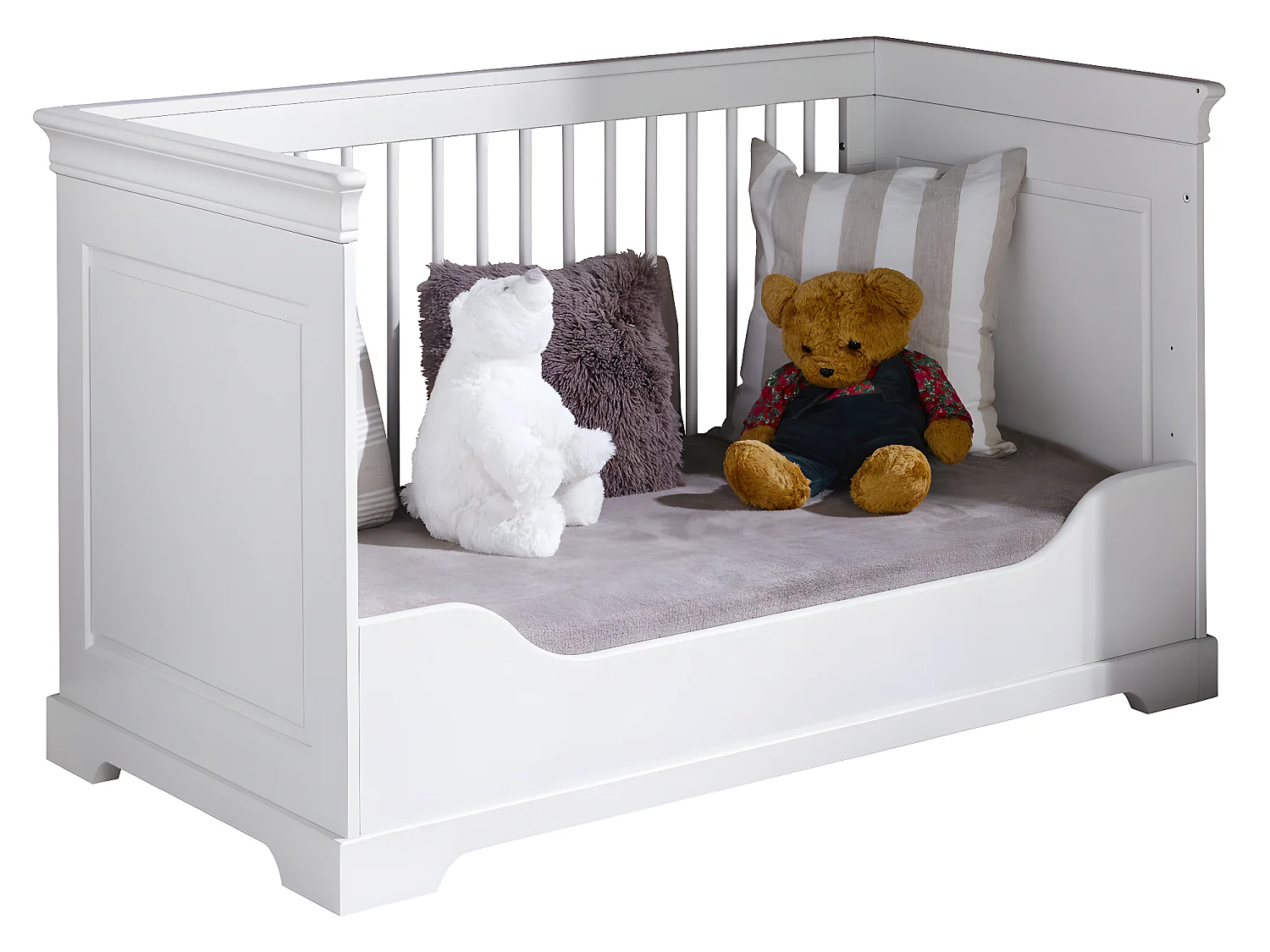 Pack lit bébé évolutif Montessori avec matelas 70x140 cm bois massif blanc LILA