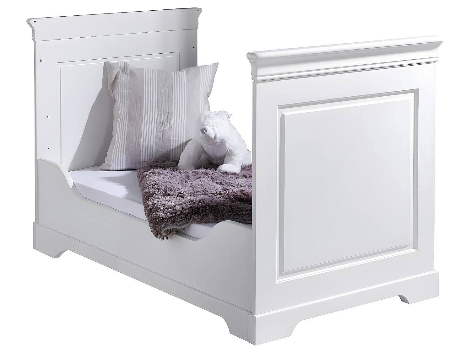 Pack lit bébé évolutif Montessori avec matelas 70x140 cm bois massif blanc LILA