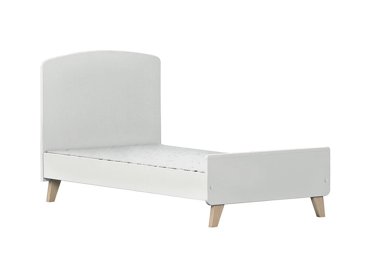 Lit bébé évolutif 70x140 cm panneaux de fibres blanc et noisette KOMBU