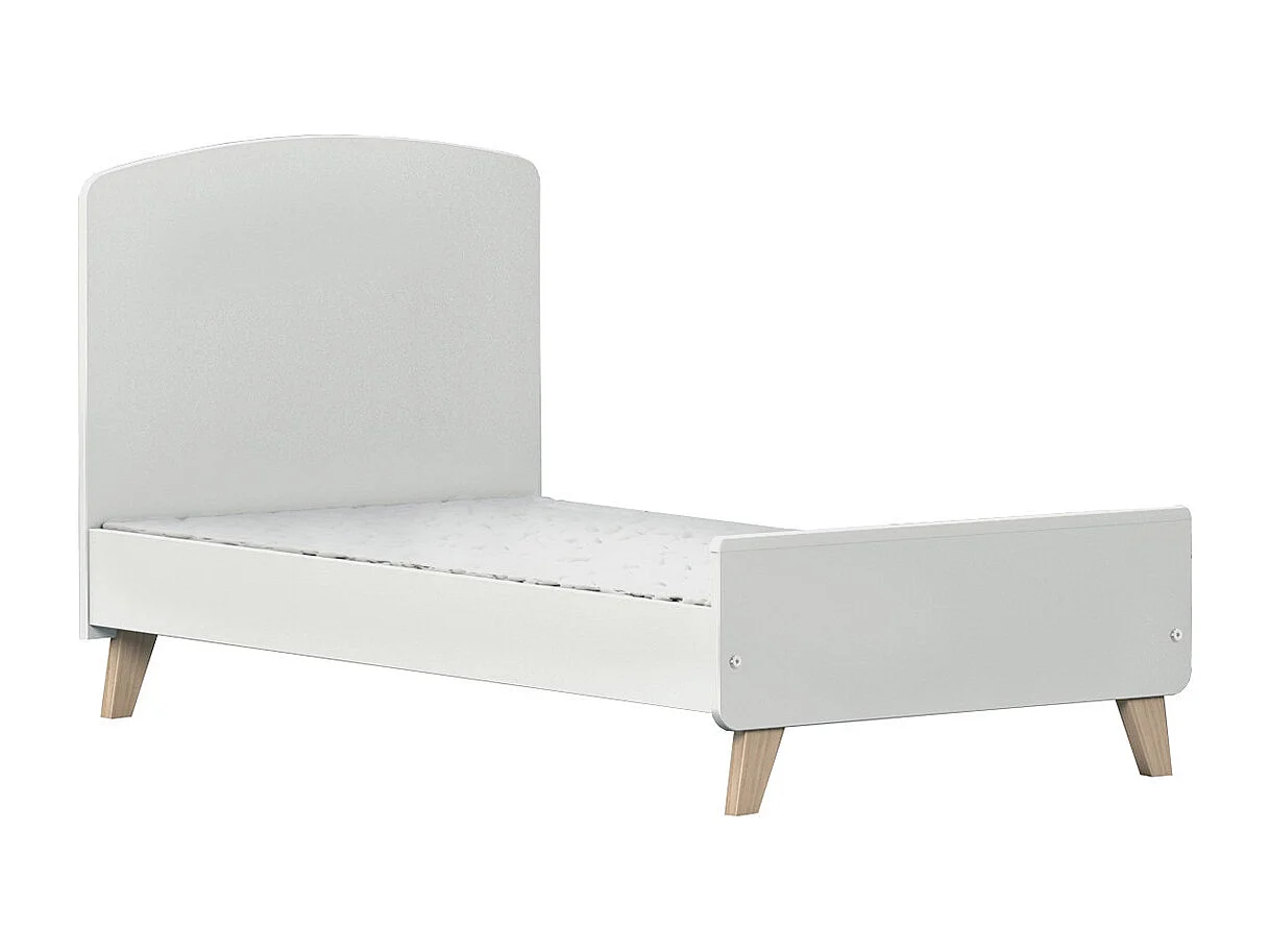 Lit bébé évolutif Montessori 70x140 cm panneaux de fibres blanc et noisette KOMBU