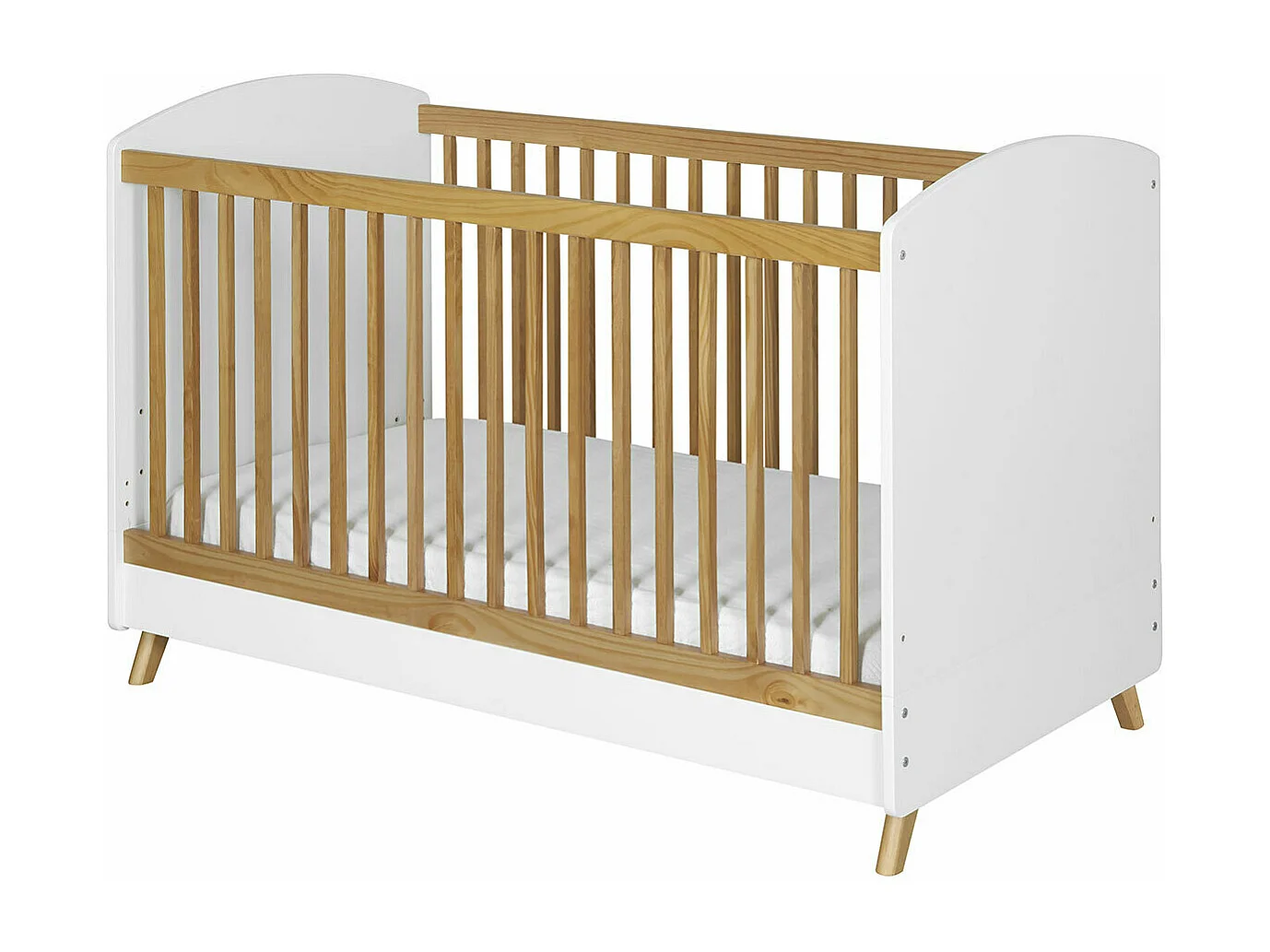 Lit bébé évolutif Montessori 70x140 cm panneaux de fibres blanc et noisette KOMBU