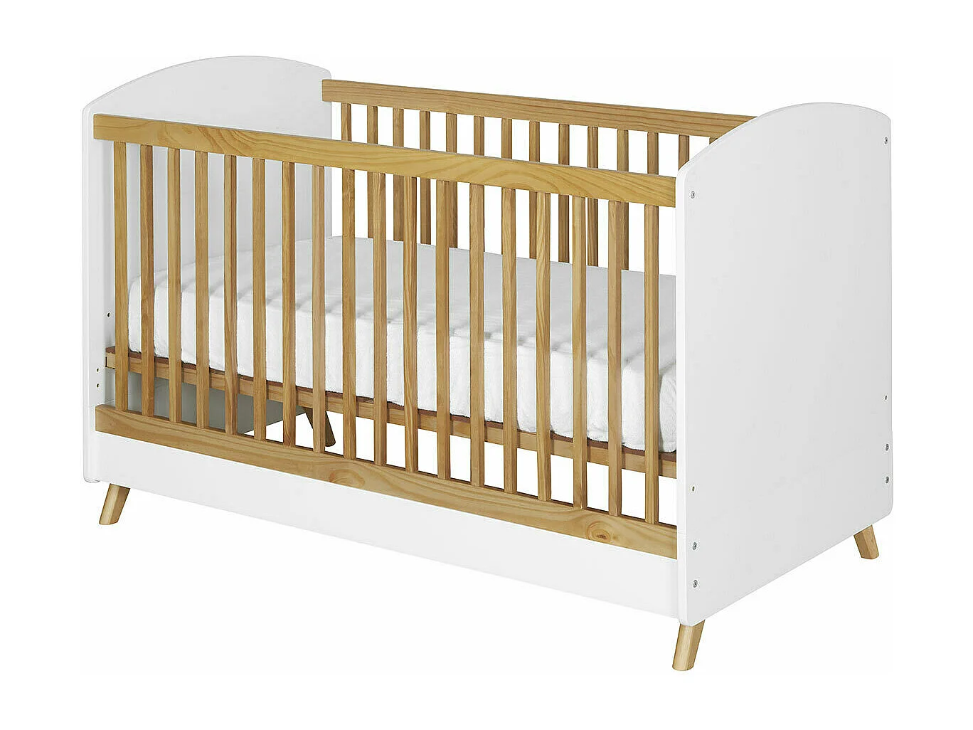 Lit bébé évolutif Montessori 70x140 cm panneaux de fibres blanc et noisette KOMBU