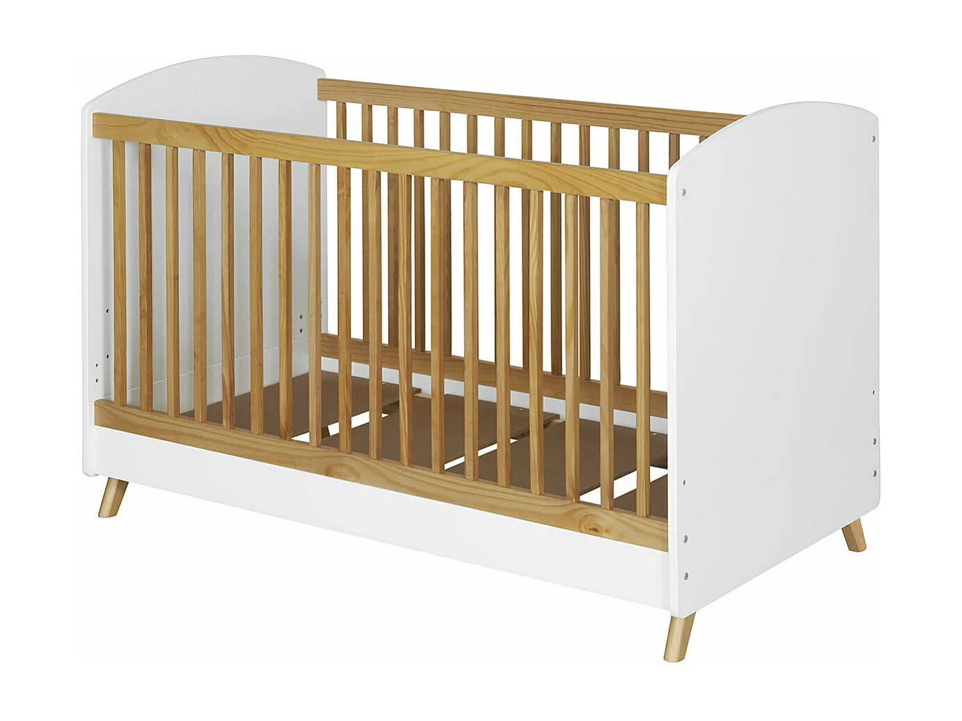 Lit bébé évolutif Montessori 70x140 cm panneaux de fibres blanc et noisette KOMBU