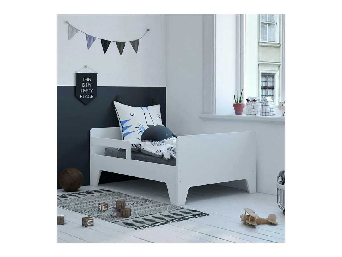 Lit évolutif 90x140 à 90x200 cm panneaux de fibres blanc ANDIE