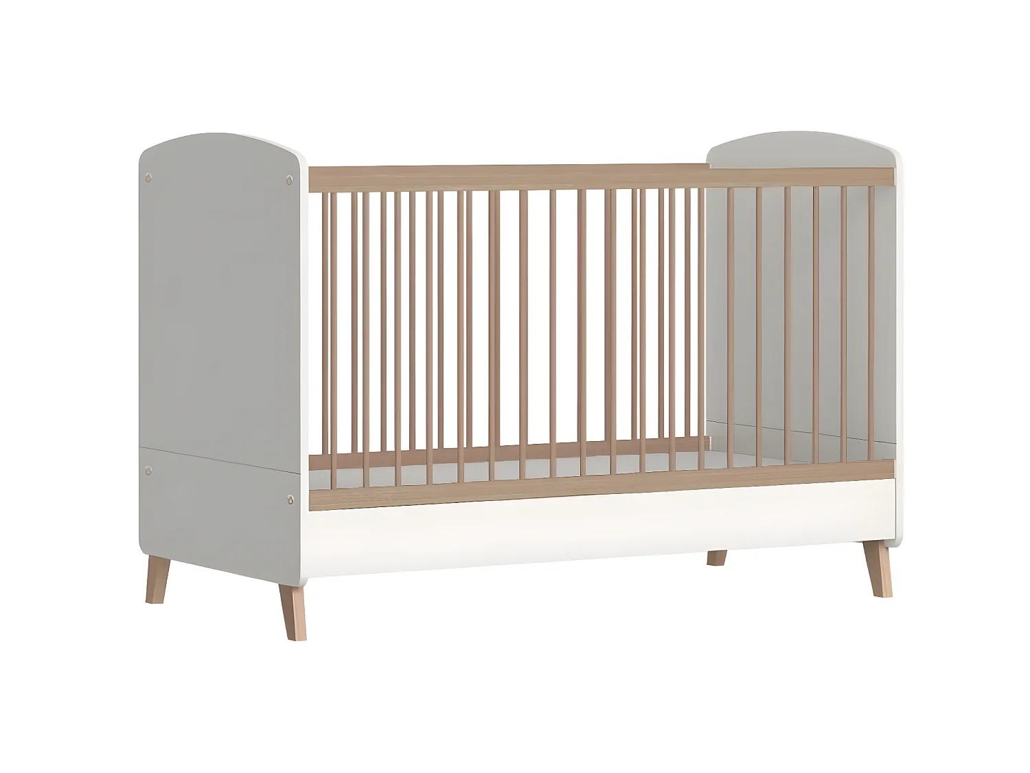 Pack lit bébé évolutif avec matelas 70x140 cm panneaux de fibres blanc et noisette KOMBU