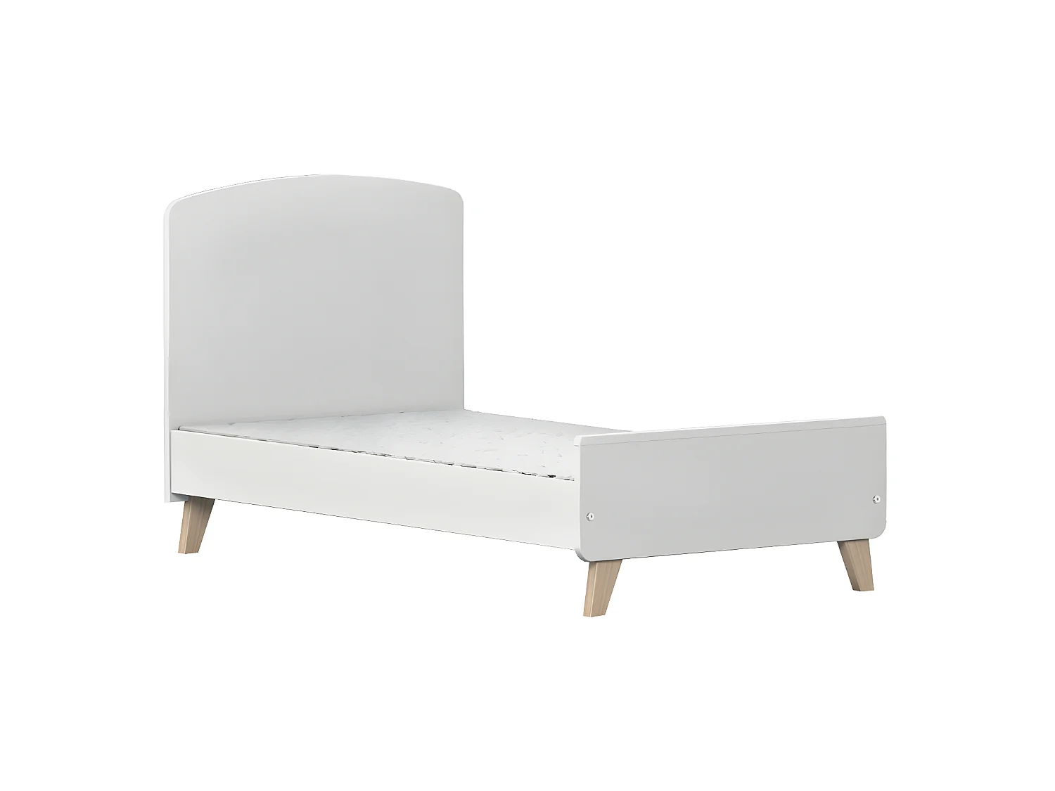 Pack lit bébé évolutif avec matelas 70x140 cm panneaux de fibres blanc et noisette KOMBU