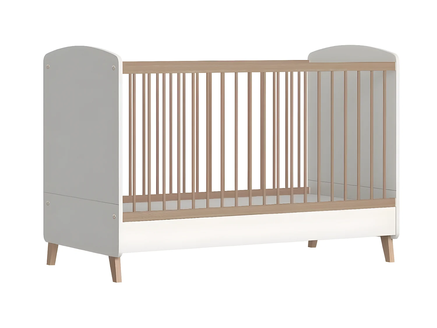 Pack lit bébé évolutif Montessori avec matelas 70x140 cm panneaux de fibres blanc et noisette KOMBU