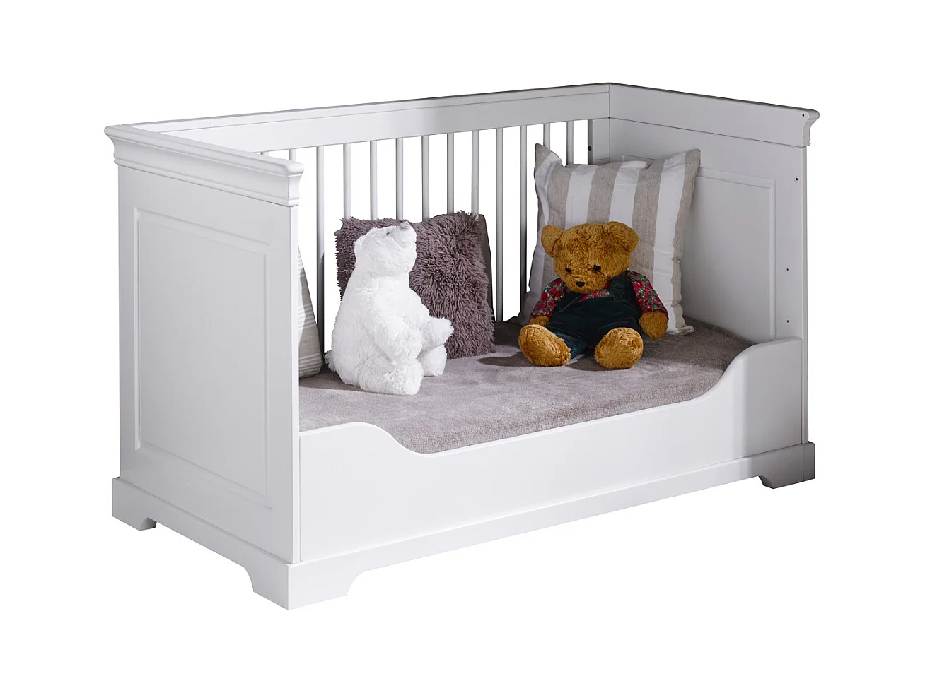 Lit bébé évolutif 70x140 cm bois massif blanc LILA