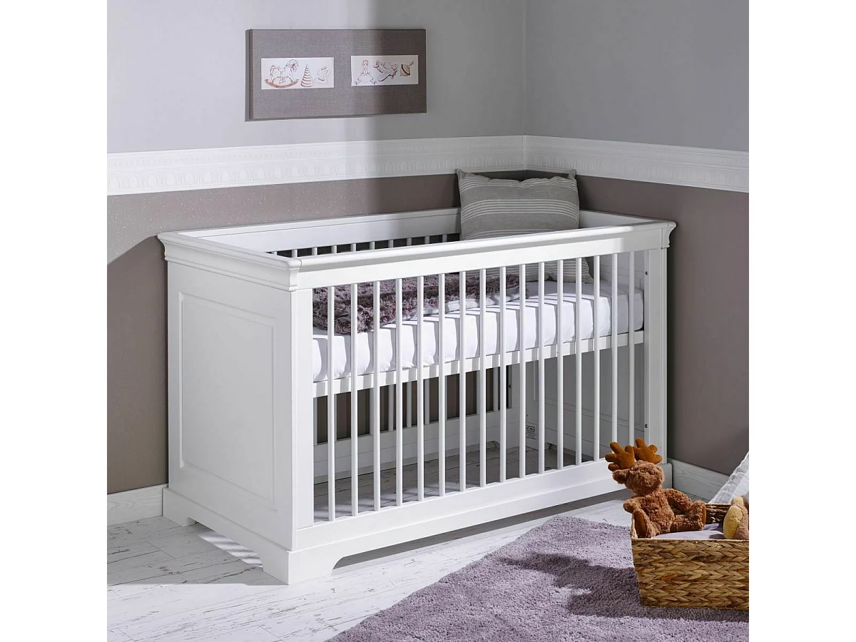 Lit bébé évolutif Montessori 70x140 cm bois massif blanc LILA